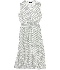 Tahari Womens Pleated Midi Dress, white, 10