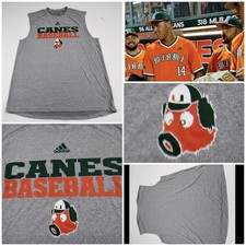 miami hurricanes Team Issued Baseball Logo Mascot Rare Shirt M Adidas