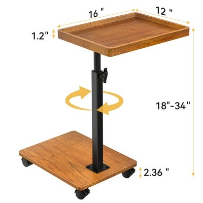 XNSDXV C Table End Table Adjustable Height, 360°Swivel TV Tray