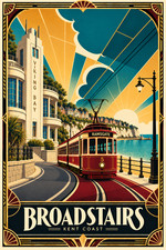 Broadstairs Poster ? ArtDeco Inspired  Vintage Retro Style British Travel Print,