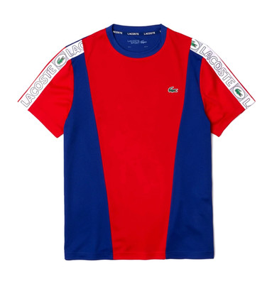 Lacoste Sport Branded Bands Pique T-shirt  Large  RED/BLUE Pique2290