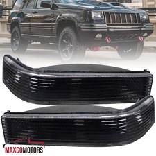 Fits 1993-1996 Jeep Grand Cherokee Black Bumper Lights Signal Lamps Leftright