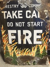 Vintage Enamel Sign Forestry Commission 'Take Care Do Not Start F380mm X 530mm