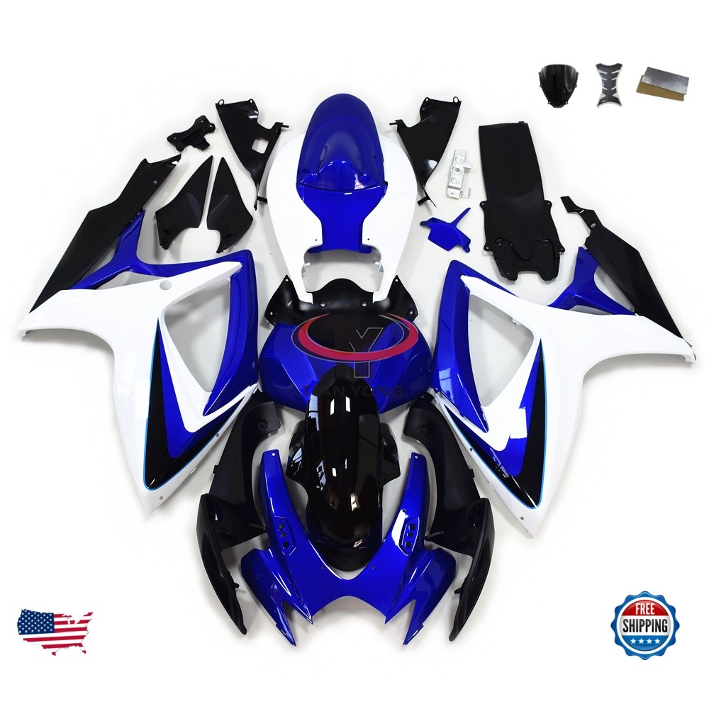 Blue White Fairing Kit for Suzuki GSXR600 GSXR750 2006 2007 Injection Bodywork