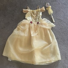 DISNEY STORE BEAUTIFUL BELLE BALLGOWN /COSTUME/WAND SZ 9/10-FREE SHIP