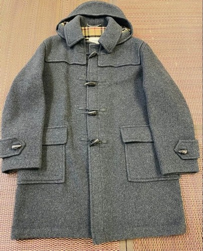 Burberry London, BURBERRY LONDON Men's Gray Wool Duffle Coat Check Lining 2XL Made in England