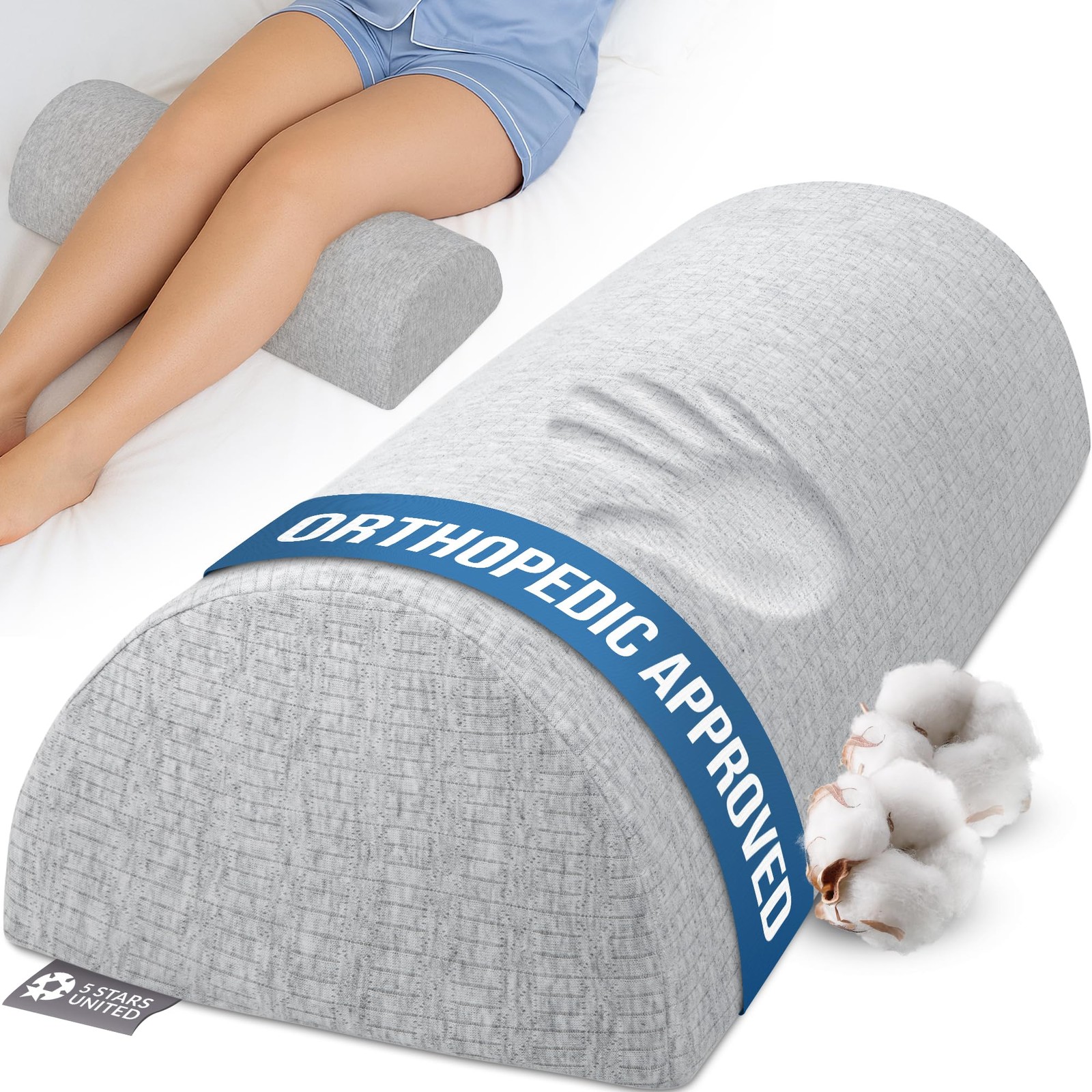 Memory Foam Knee Pillow for Back Sleepers & Sciatica Pain Relief  
