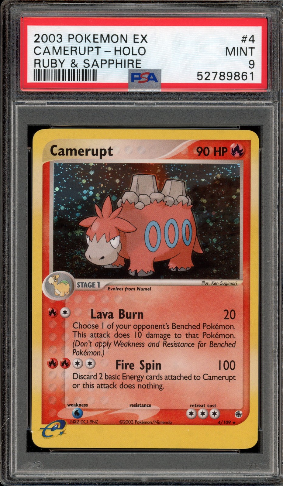 Pokemon Camerupt EX Ruby & Sapphire Holo Rare #4 PSA 9 Mint