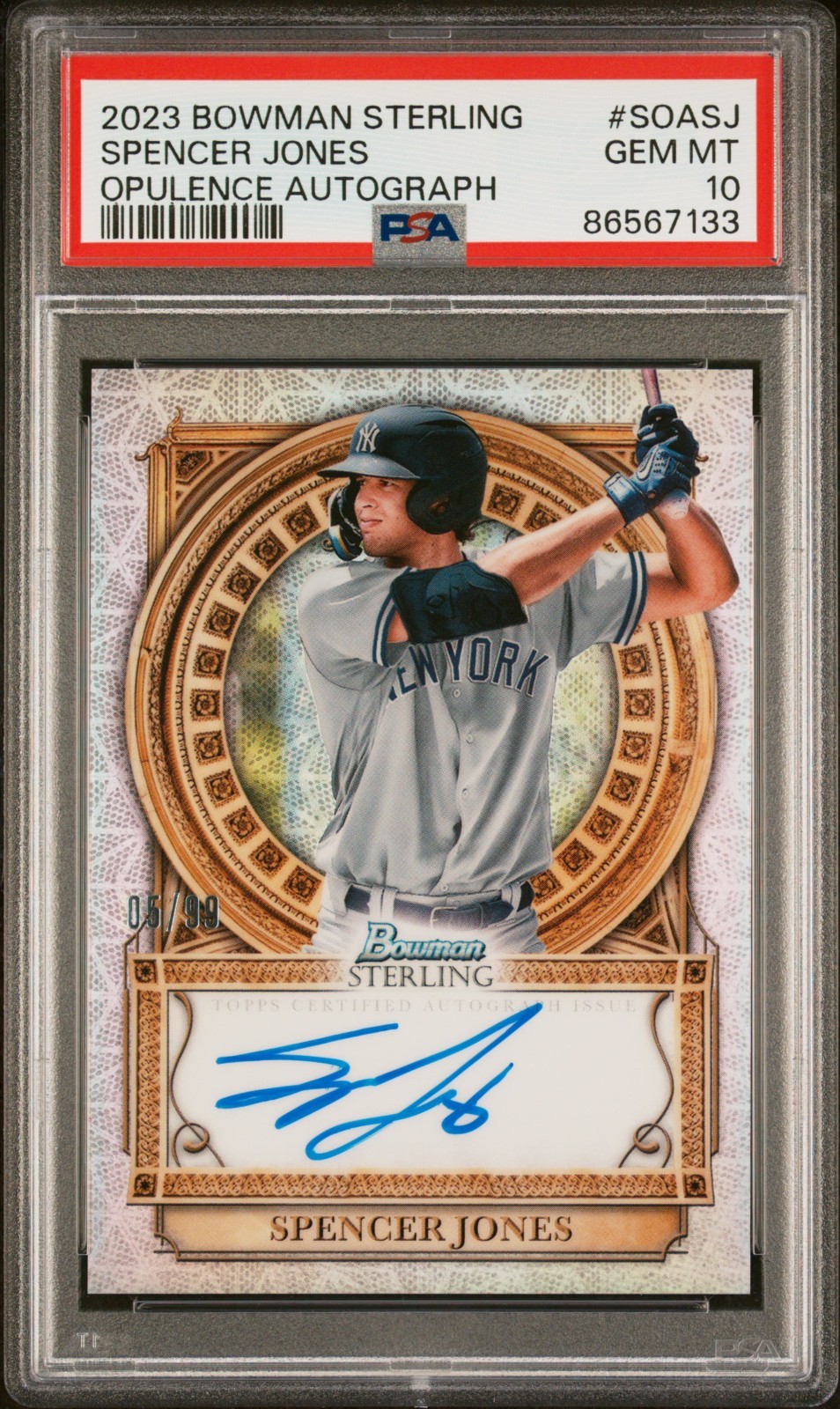 2023 Bowman Sterling Spencer Jones Opulence Auto #/99 PSA 10 🔥