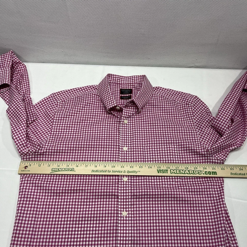 Camisa masculina UNTUCKit Sieger grande slim fit rosa gingham 2 camadas algodão sem rugas - Imagem 4 de 4