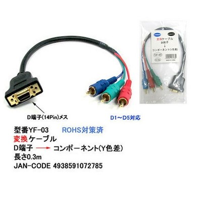 D Terminal (female) - Component (male) Conversion Video Cable 0.3m YF-03 Japan
