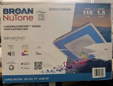 NuTone SPKN110RGBL Sensonic Series 110 CFM Exhaust Fan With Speaker & Bluetooth 