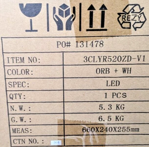 TRENDY LIGHTING 52" 3-BLADE LED CEILING FAN IN OIL-RUBBED BRONZE NO WALL CONTROL - Image 2 of 3