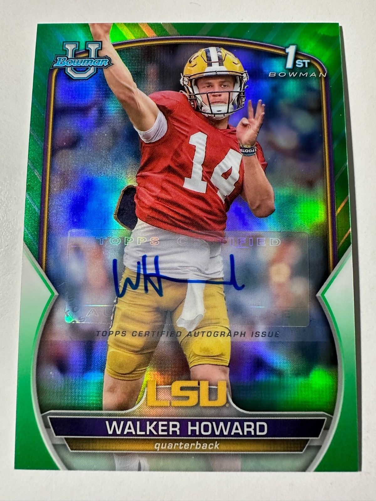 2022 Bowman University Chrome Walker Howard Green Refractor Auto /99 RC SP
