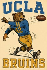 UCLA Bruins Mascot 12x8in Metal Sign Vintage Style Wall Decor