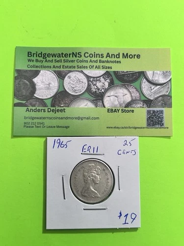 Canada 1965 Canadian Quarter. AG.  Queen Elizabeth II.   STARTING BELOW MELT