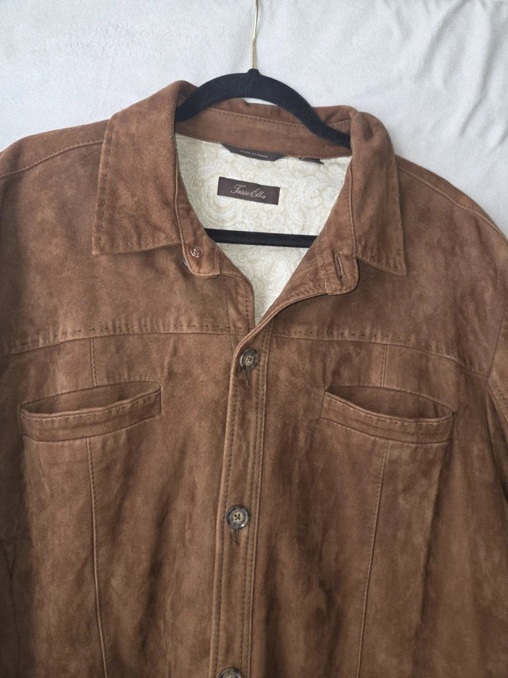 Tasso Elba Genuine Brown Suede Relaxed Jacket Coat XXL - Image 4 of 4