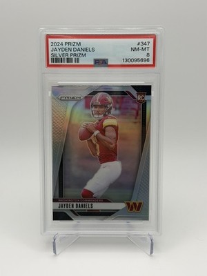 2024 Panini Prizm JAYDEN DANIELS Rookie RC SILVER Prizm Parallel PSA 8 #347