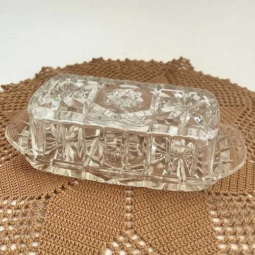 Vintage Glass Covered BUTTER DISH Anchor Hocking