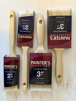 Lot of 4 PAINTER S COLLECTION ALL PURPOSE BRUSH, Two 2  ANGLED & Two 3  TRIM-NEW