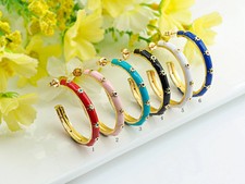 Enamel CZ Around Hoop Earring, sku J152