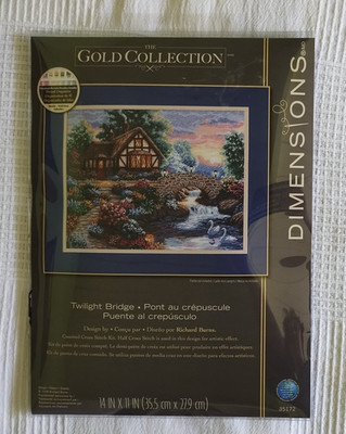 DIMENSIONS THE GOLD COLLECTION Twilight Bridge Counted Cross Stitch Kit 14''x 11''