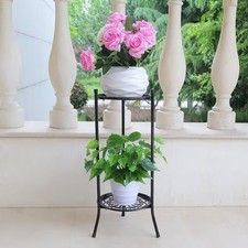 Iron Flower Pot Rack Tall Plant Stand Rack 2 Tier Flower Pot Holder Rustproof UK