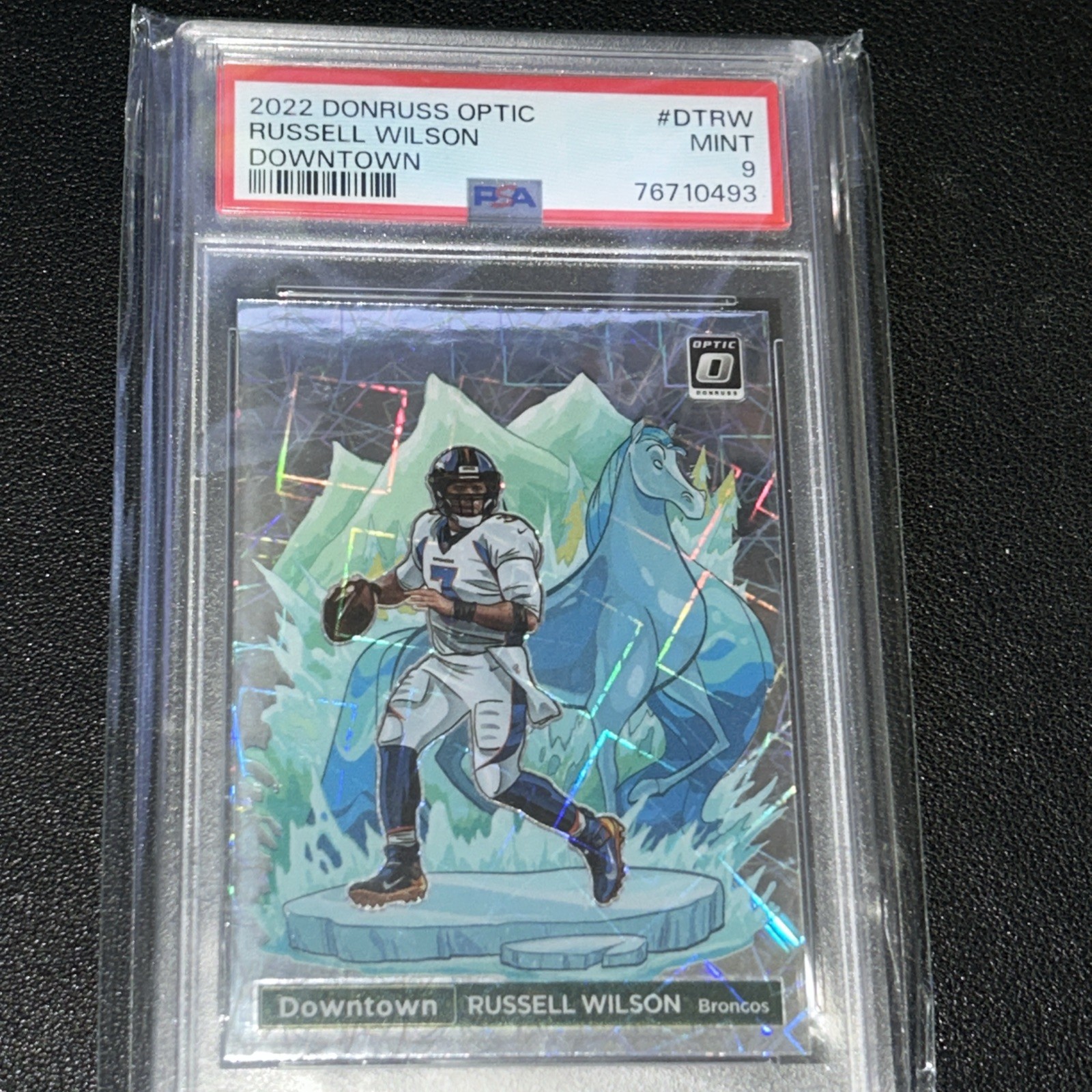 2022 PANINI DONRUSS OPTIC DOWNTOWN RUSSELL WILSON #DTRW BRONCOS PSA 9 MINT