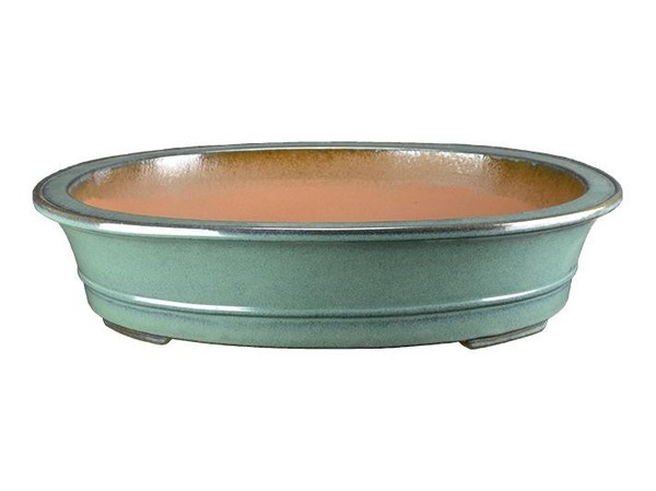 Ovale Bonsaischale Aus GrüN Glasiertem Steinzeug 66X51X14 Cm - J040A-image
