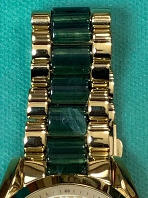 Michael Kors MK6397 Watch Gold Green Timepiece Authentic Excellent 