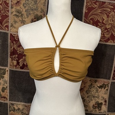Ulla Johnson Bikini Top Womens XL Extra Large Brown Tan Bandeau Smocked S/S 2022
