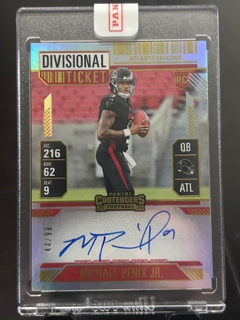 2024 Panini Contenders Divisional Ticket Variation Auto Michael Penix Jr RC /99