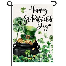 St. Patrick s Day Garden Flag 12x18 Inch Double Sided Small Happy St Patricks