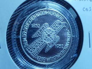CB3: restrizione argento tedesco 0 999 del 1952 Museo 5 marchi datati 2002 0 385 asw