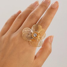 Leaf Shape Rings Retro Open Metal Wedding Bands Gold Color Women Jewelry
