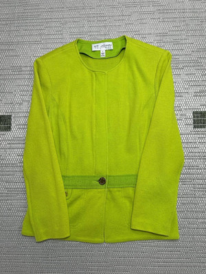 St.John Sweater Womens 6 Green Wool Full Zip *