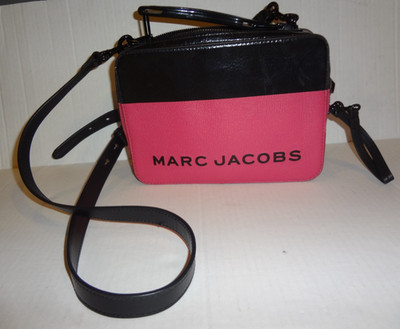 Authentic Marc Jacobs dipped Lunch Box bag black pink Crossbody purse  EUC
