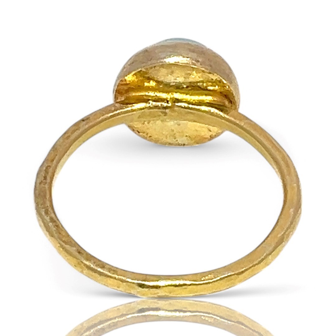 Stackable Sterling Silver Gold-Tone Sky Blue Ston… - image 3