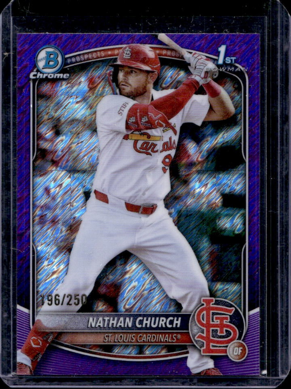 2025 Bowman Chrome Nathan Church Purple Shimmer Refractor 1st Prospect #196/250