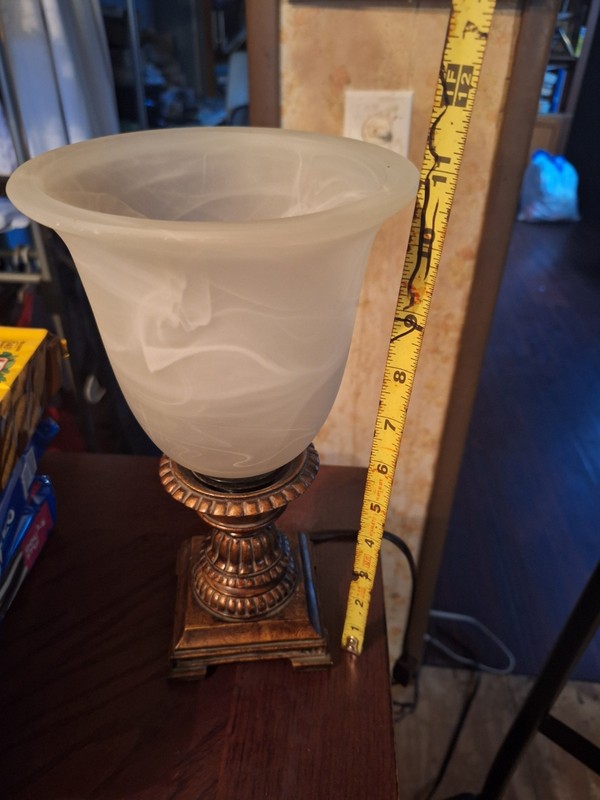 10" Torchier Vintage Table Lamp With Frosted Glass