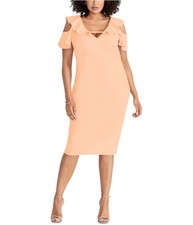 Rachel Roy Womens Ruffle Off-Shoulder Dress, Orange, Plus Size, 18W