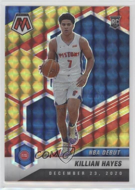 2020 Mosaic NBA Debut Choice Fusion Red & Yellow Prizm 67/88 Killian Hayes 02ez