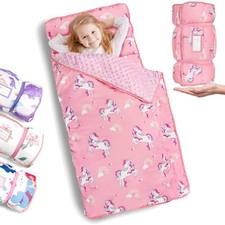 Toddler Nap Mat Polyester 55x35in with Removable Pillow Minky Blanket