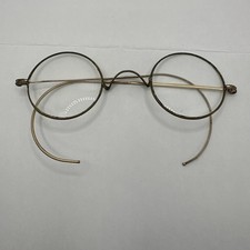 Antique Gold Tone Wire Frame Eyeglasses Vintage Spectacles Round Delicate