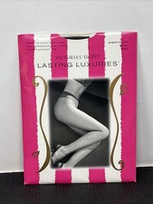 Victoria's Secret LASTING LUXURIES black sheer to waist pantyhose Size Small
