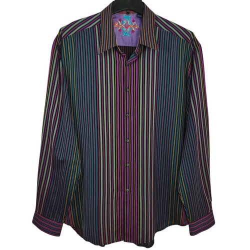 Robert Graham Hemd mit Knopfleiste Größe 2XL mehrfarbig gestreift transparent Umschlagmanschette - Bild 3 von 12