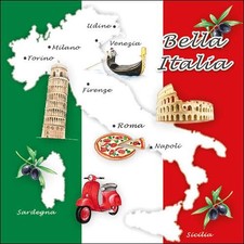 20 Servietten Italien Tischdeko italienisch Pizza Mailand Venedig Rom 33x33cm