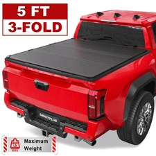 Tri-Fold 5FT Hard Truck Bed Tonneau Cover For 2016-2024 Toyota Tacoma On Top