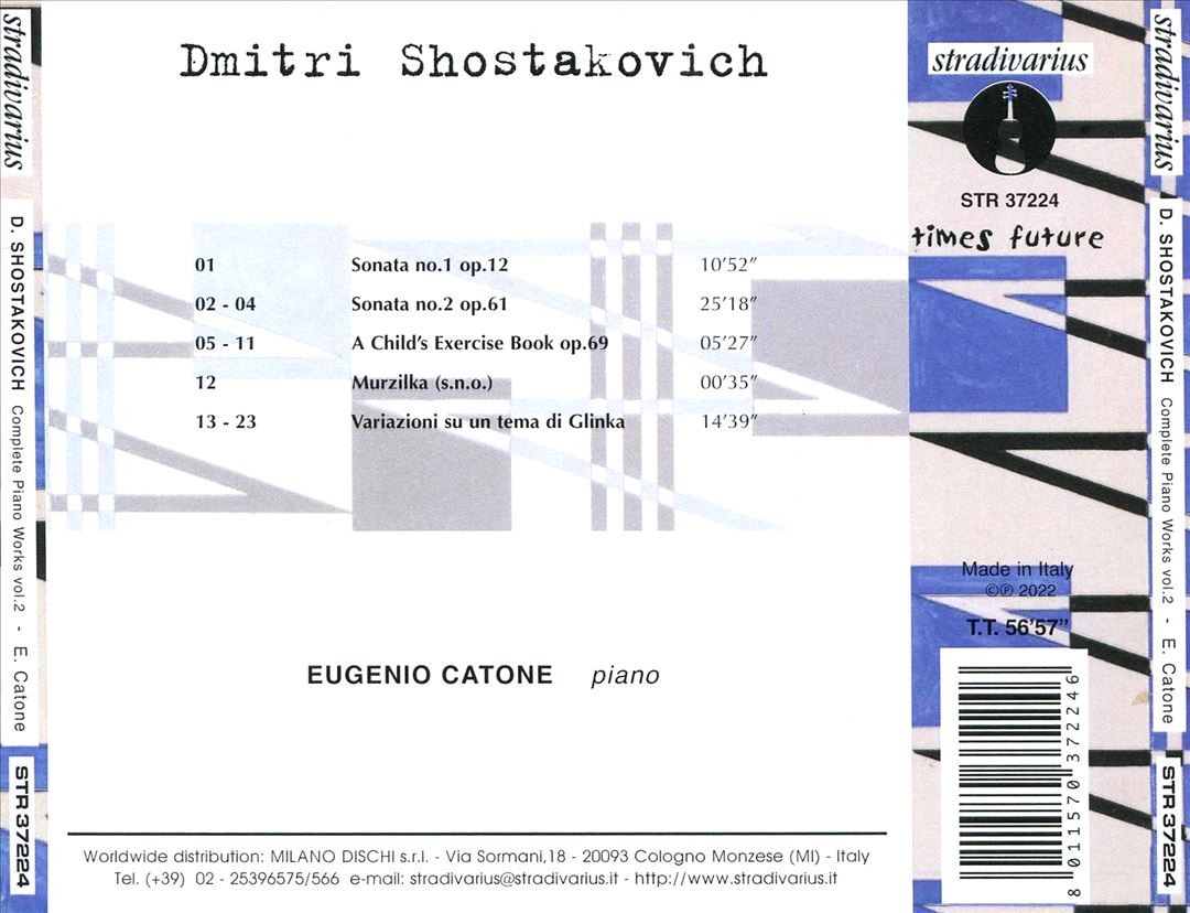 Eugenio Catone performs Shostakovich Complete Piano Works Vol 2 CD