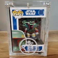 ⭐STAR WARS FUNKO w/Custom Case: Jeremy Bulloch signed BOBA FETT 08 BLUE BOX -COA